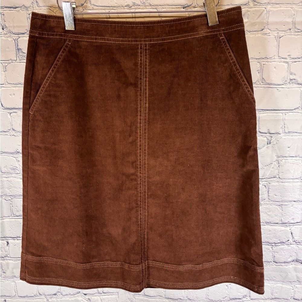 Boden Chocolate Brown Preppy Classic Academia Aline Boho Corduroy Mini Skirt 10